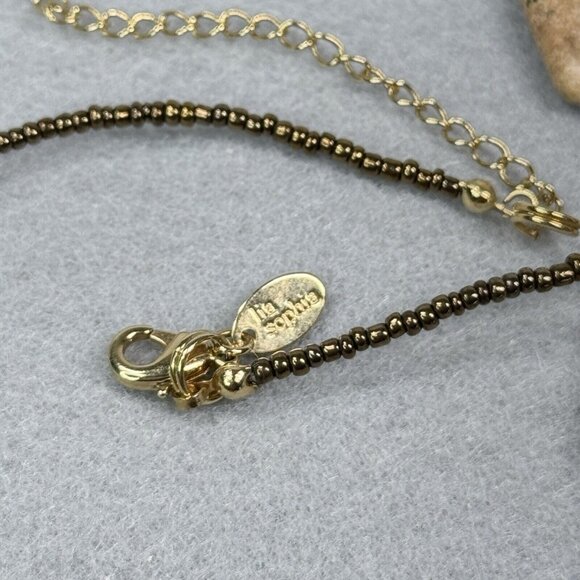 Lia Sophia Necklace Capri Jasper Turquoise Faux Pearl Bronze Seed Beads Beachy - Picture 6 of 7